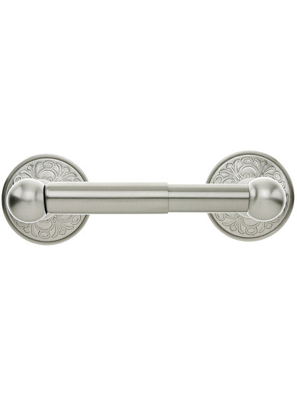 Brass Toilet-Paper Holder with Lancaster Rosettes in Satin Nickel.